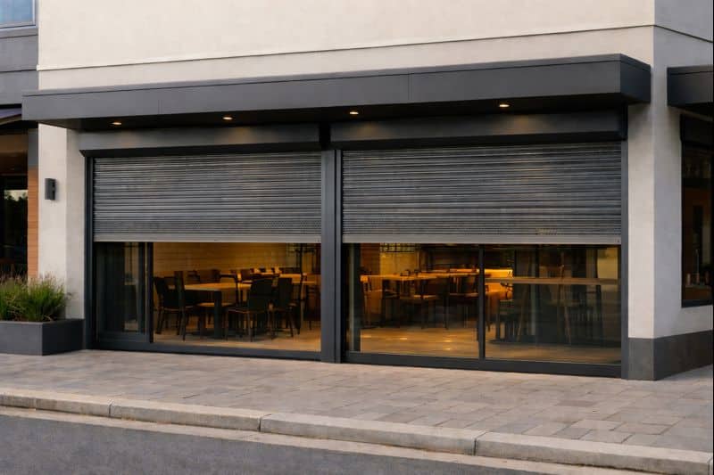 Cafe with Commercial Roller Shutters
