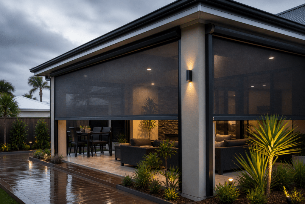 outdoor blinds in stormy weather WA